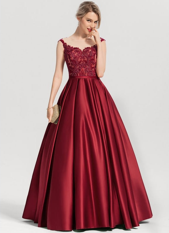 Robe De Bal Éblouissante Bordeaux