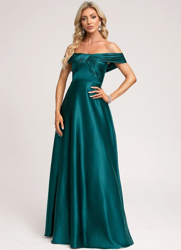 Robe De Bal Soirée Satin Émeraude - gallery 1