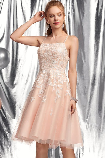 Robe De Bal Tulle Pêche Décorée