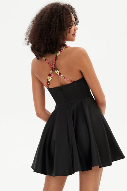 Robe De Bal Satin Noir Brodée - gallery 7