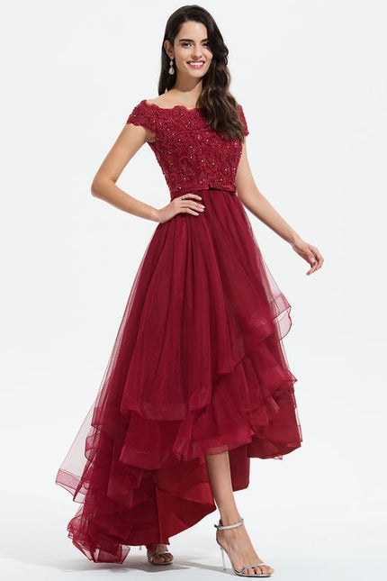 Robe De Bal Tulle Bordeaux - gallery 1