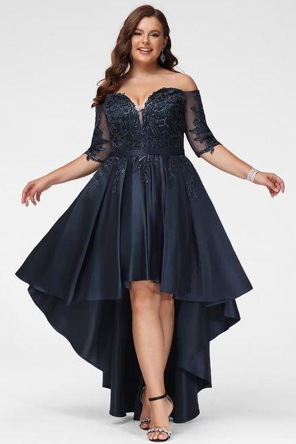 Robe De Bal Satin Noir Élégant - gallery 5