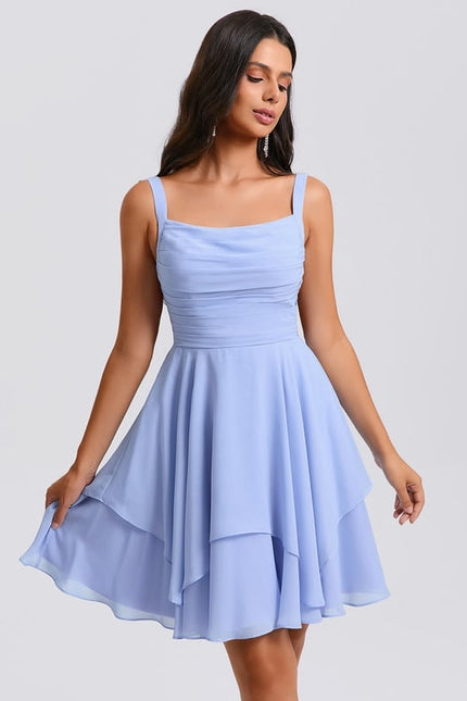 Robe De Bal Courte Bleue Aérienne - gallery 2