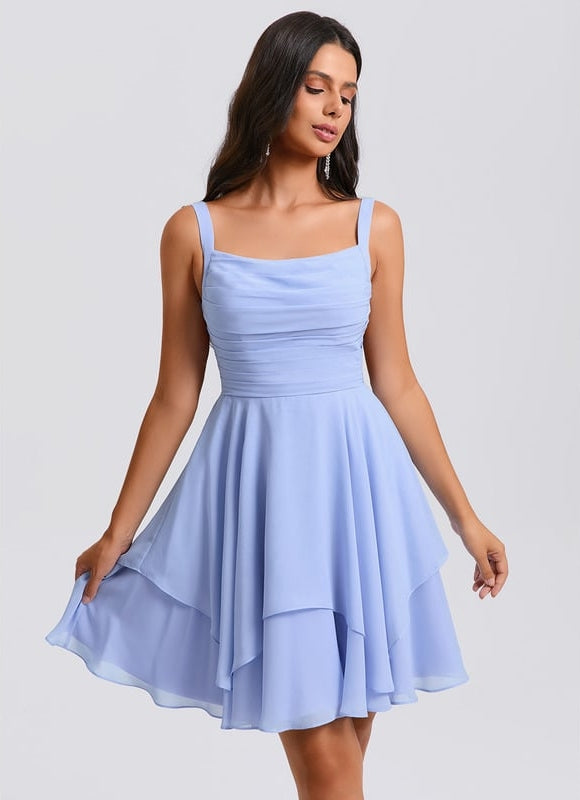 Robe De Bal Courte Bleue Aérienne - gallery 2