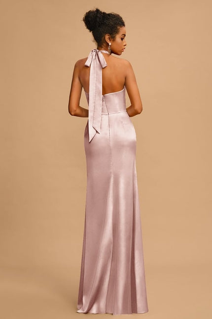 Robe De Bal Longue Satinée Rose - gallery 3