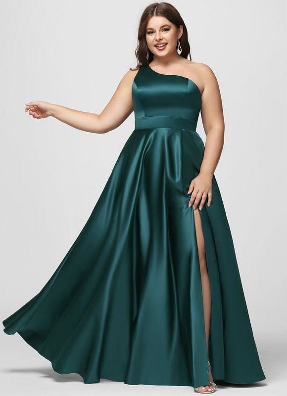 Robe De Bal Satin Émeraude Chic - gallery 5