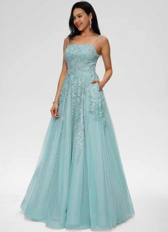 Robe De Bal Tulle Aquatique - gallery 1