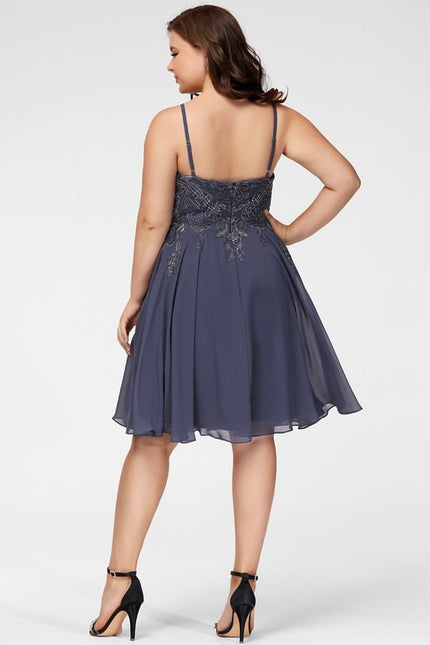 Robe De Bal Mousseline Marine - gallery 7