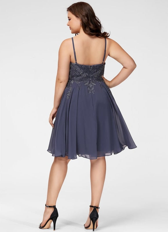 Robe De Bal Mousseline Marine - gallery 7