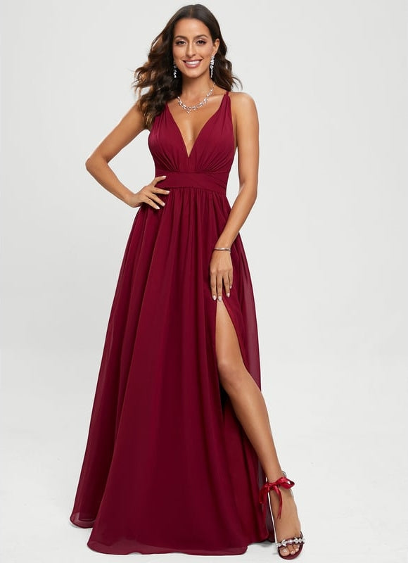 Robe De Bal Bordeaux Fluide