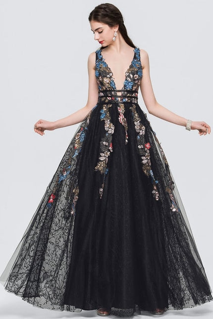 Robe De Bal Noire Florale