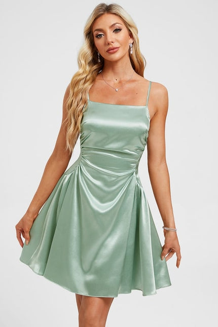 Robe De Bal Satin Vert Clair - gallery 1