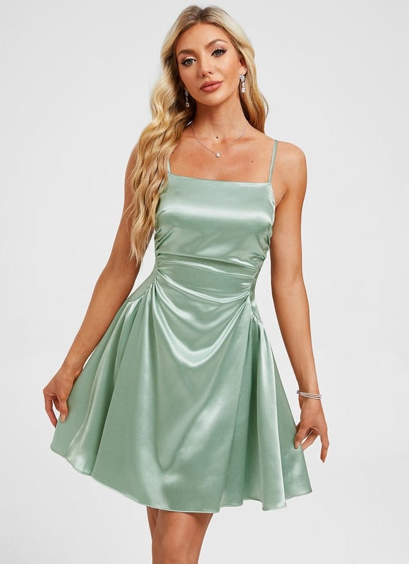 Robe De Bal Satin Vert Clair - gallery 1