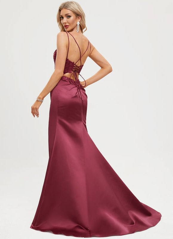 Robe De Bal Satinée Bourgogne Chic - gallery 2