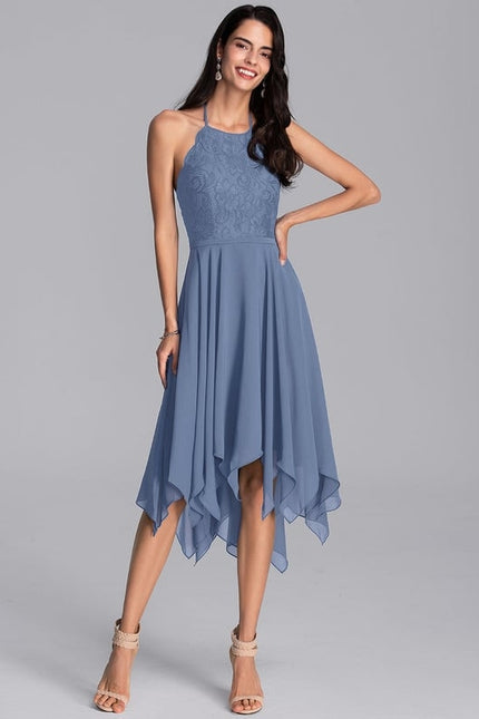 Robe De Bal Asymétrique Bleue - gallery 5
