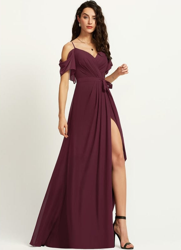 Robe De Bal Fluide Bordeaux - gallery 1