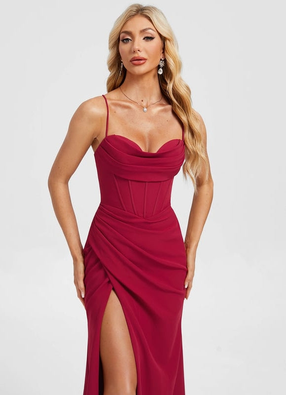 Robe De Bal Crêpe Bordeaux - gallery 3