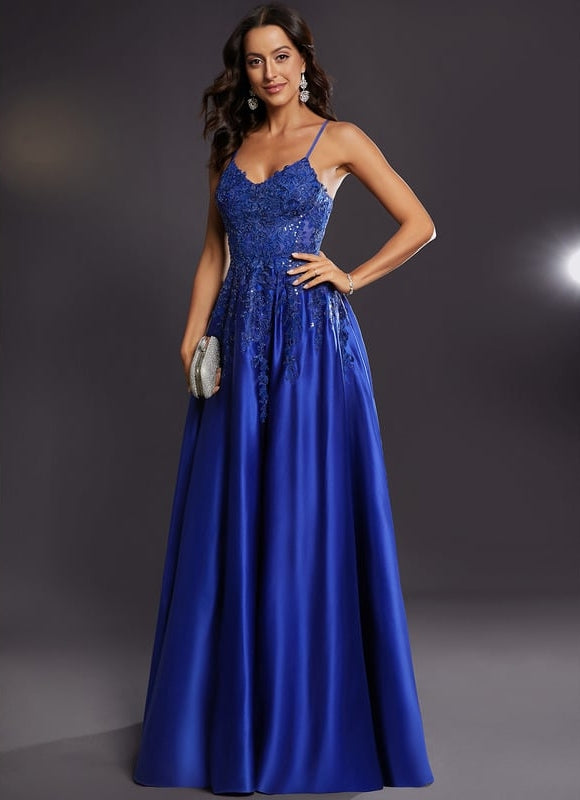 Robe De Bal Satin Bleu - gallery 6