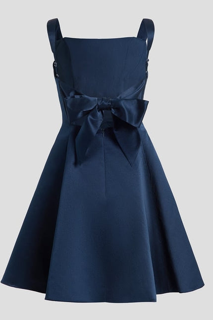 Robe De Bal Satin Marine Élégante - gallery 8