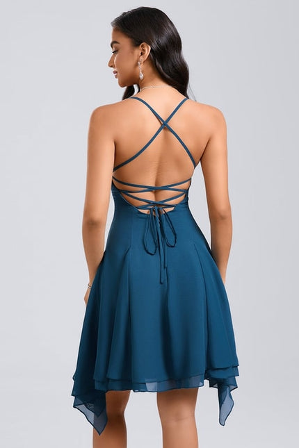 Robe De Bal Col Droit Bleu Profond - gallery 7