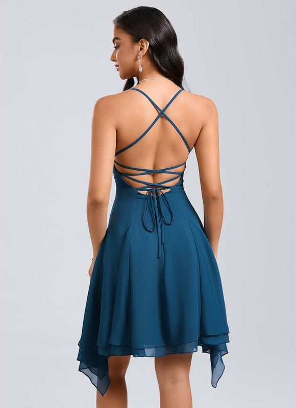 Robe De Bal Col Droit Bleu Profond - gallery 7