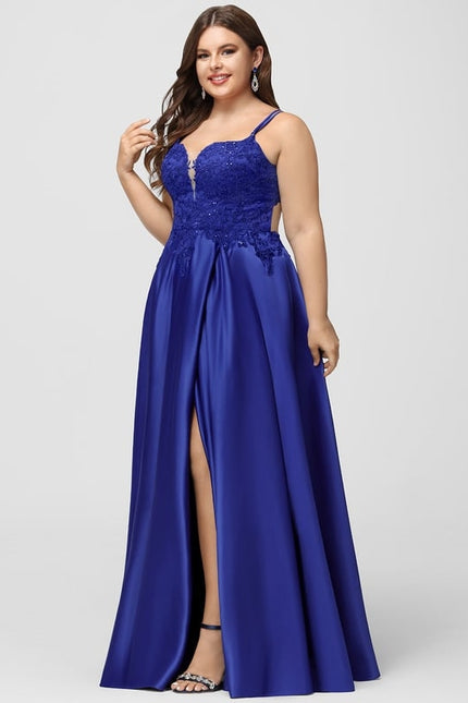 Robe De Bal Satin Bleu Élégant - gallery 8
