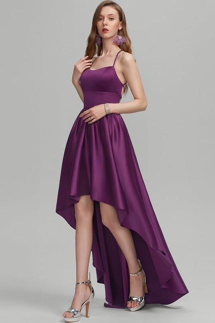 Robe De Bal Satinée Violet Asymétrique
