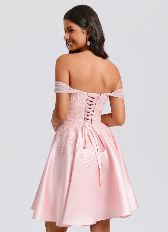 Robe De Bal Satin Rose - gallery 4