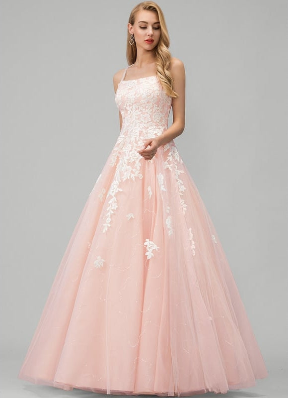 Robe De Bal Fleurie Rose - gallery 1