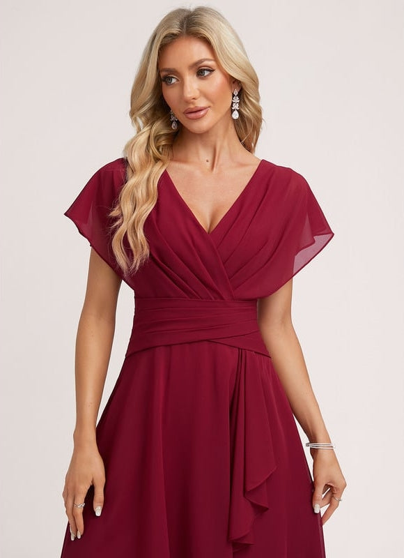 Robe De Bal Mousseline Bordeaux - gallery 5