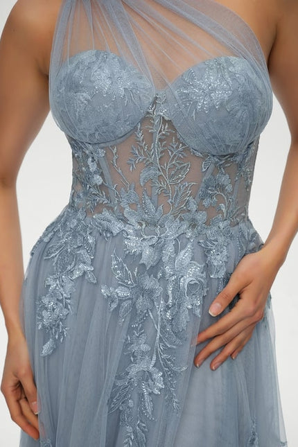 Robe De Bal Tulle Bleu Glacier - gallery 5