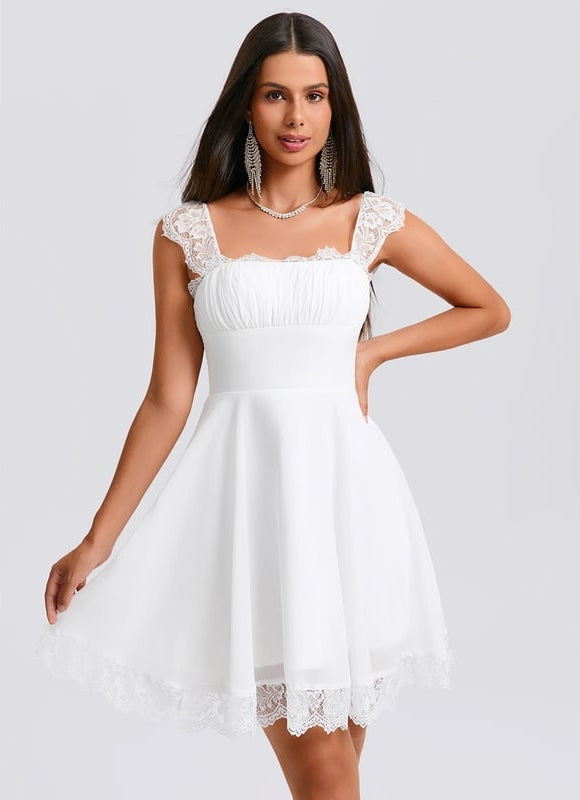 Robe De Bal Courte En Dentelle - gallery 3