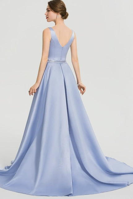 Robe De Bal Satinée Céleste - gallery 4