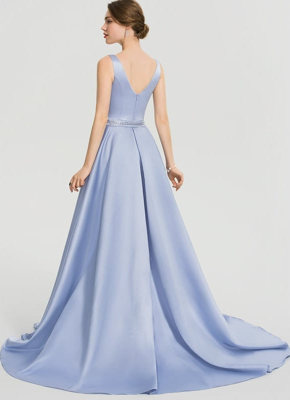 Robe De Bal Satinée Céleste - gallery 4