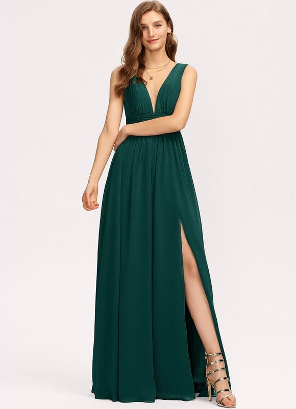 Robe De Bal Longue Fluide Bleu - gallery 8
