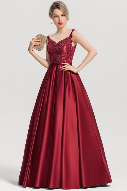 Robe De Bal Éblouissante Bordeaux - gallery 1