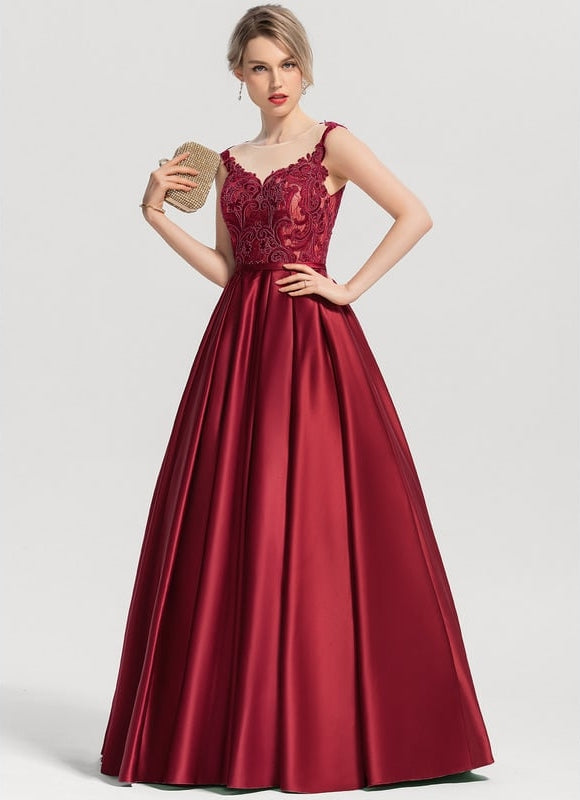 Robe De Bal Éblouissante Bordeaux - gallery 1