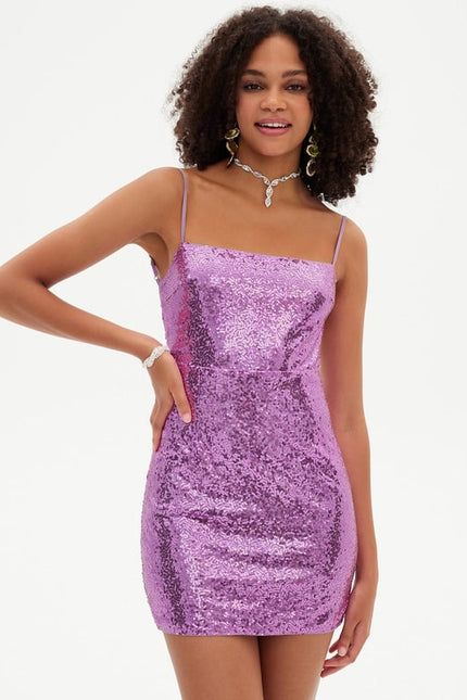 Robe De Bal Pailletée Violette - gallery 3