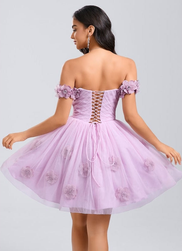 Robe De Bal Tulle Lilas Fleuri - gallery 5