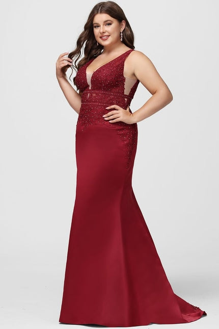 Robe De Bal Satinée Rubis - gallery 9