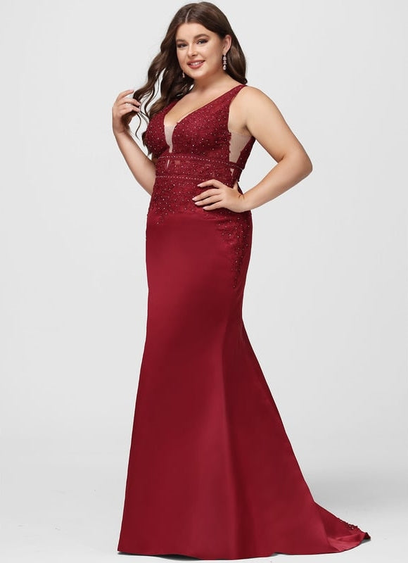 Robe De Bal Satinée Rubis - gallery 9