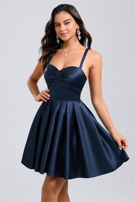 Robe De Bal Satin Bleu Nuit - gallery 5
