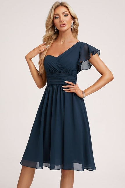 Robe De Bal Asymétrique Marine - gallery 4