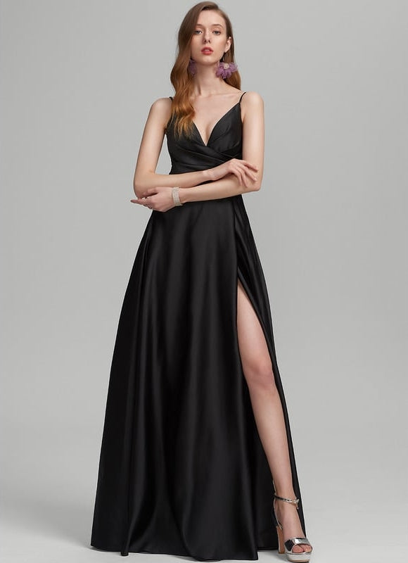 Robe De Bal Longue Noire Élégante - gallery 3