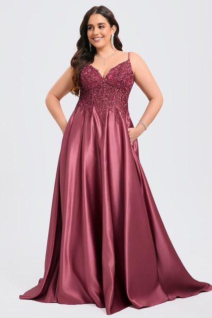 Robe De Bal Satinée Grenat - gallery 9