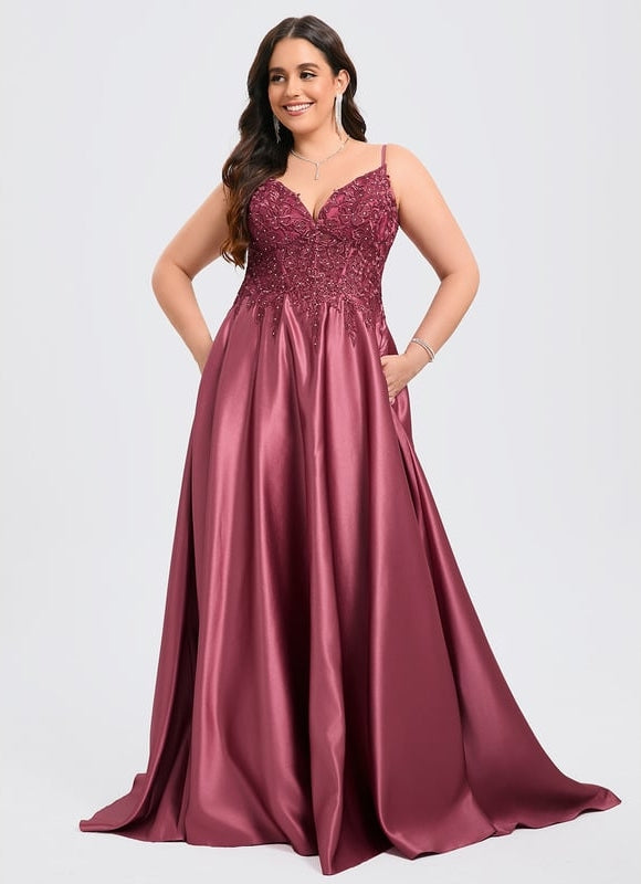 Robe De Bal Satinée Grenat - gallery 9