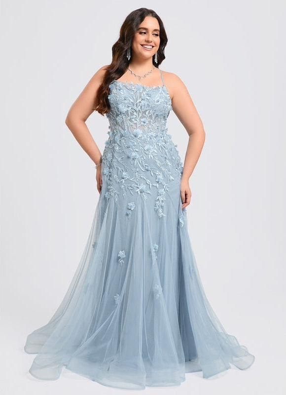 Robe De Bal Sirène Florale Azure - gallery 9