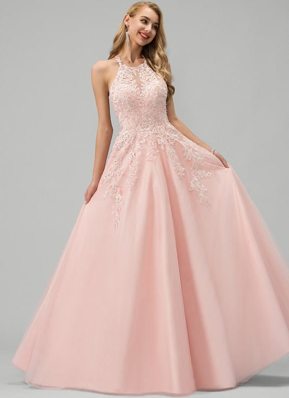 Robe De Bal De Bal Rose Ornée