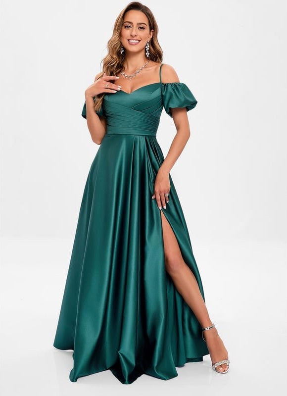 Robe De Bal Satinée Azur - gallery 1