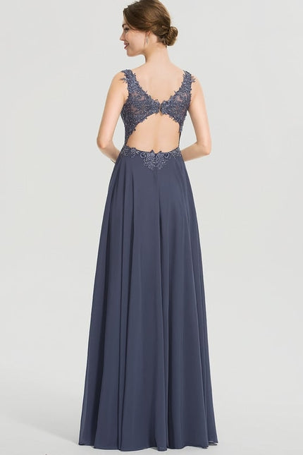Robe De Bal Élégance Marine Satinée - gallery 3